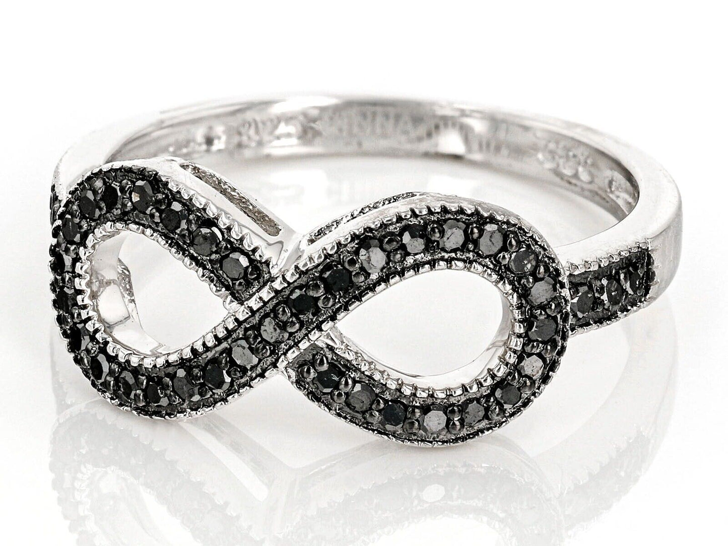 0.25ctw Black Diamond Infinity Loop Sterling Silver Womens Band Ring Size 5