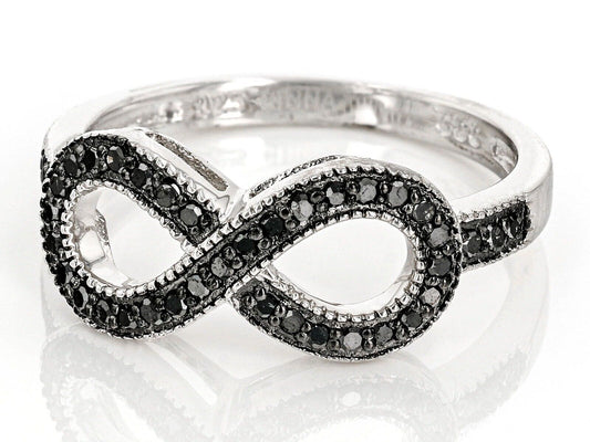 0.25ctw Black Diamond Infinity Loop Sterling Silver Womens Band Ring Size 11