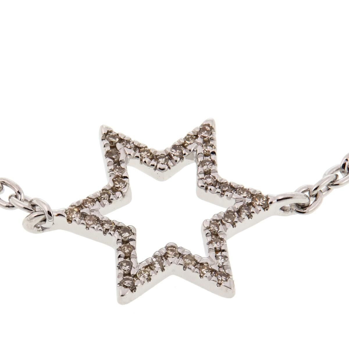 Rarities Sterling Silver White Diamond Star Charm Adjustable Bracelet