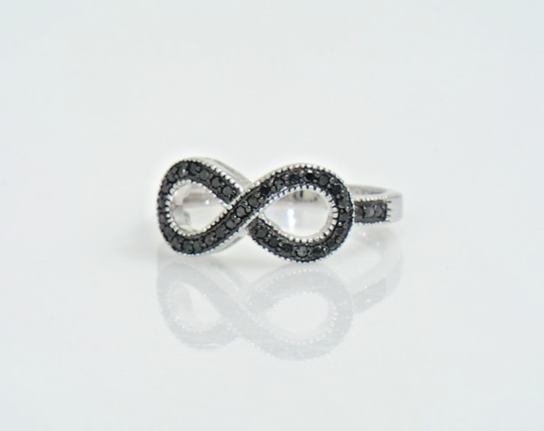 0.25ctw Black Diamond Infinity Loop Sterling Silver Womens Band Ring Size 5