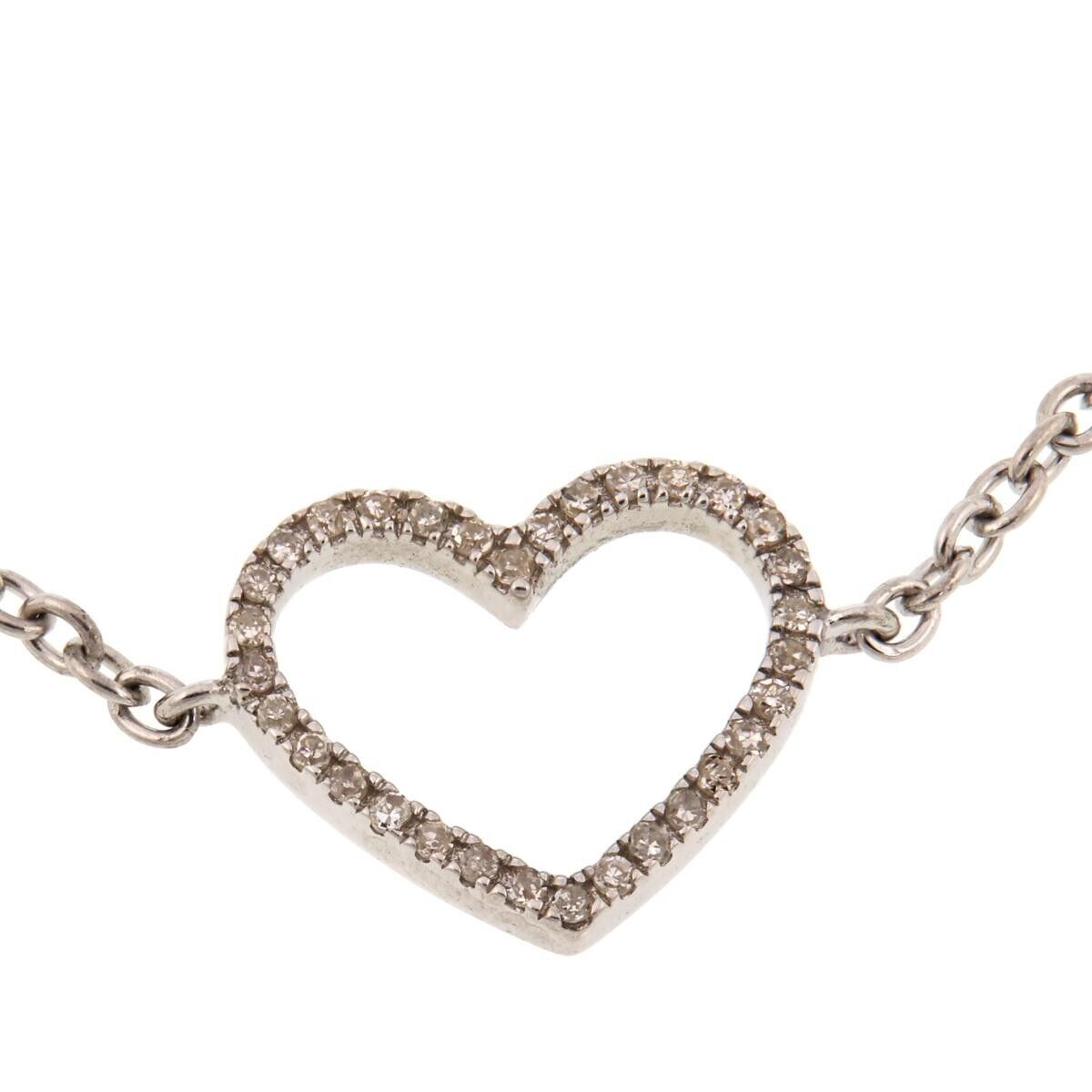 Rarities Sterling Silver White Diamond Heart Charm Adjustable Bracelet