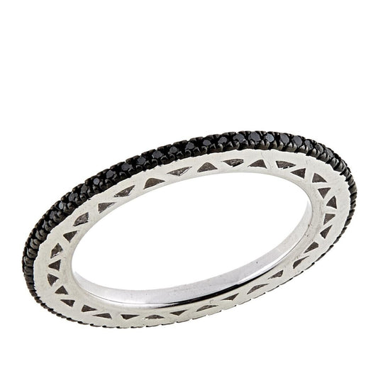 1/4ct Black Real Diamond Sterling Silver Eternity Wedding Band Ring Size 10