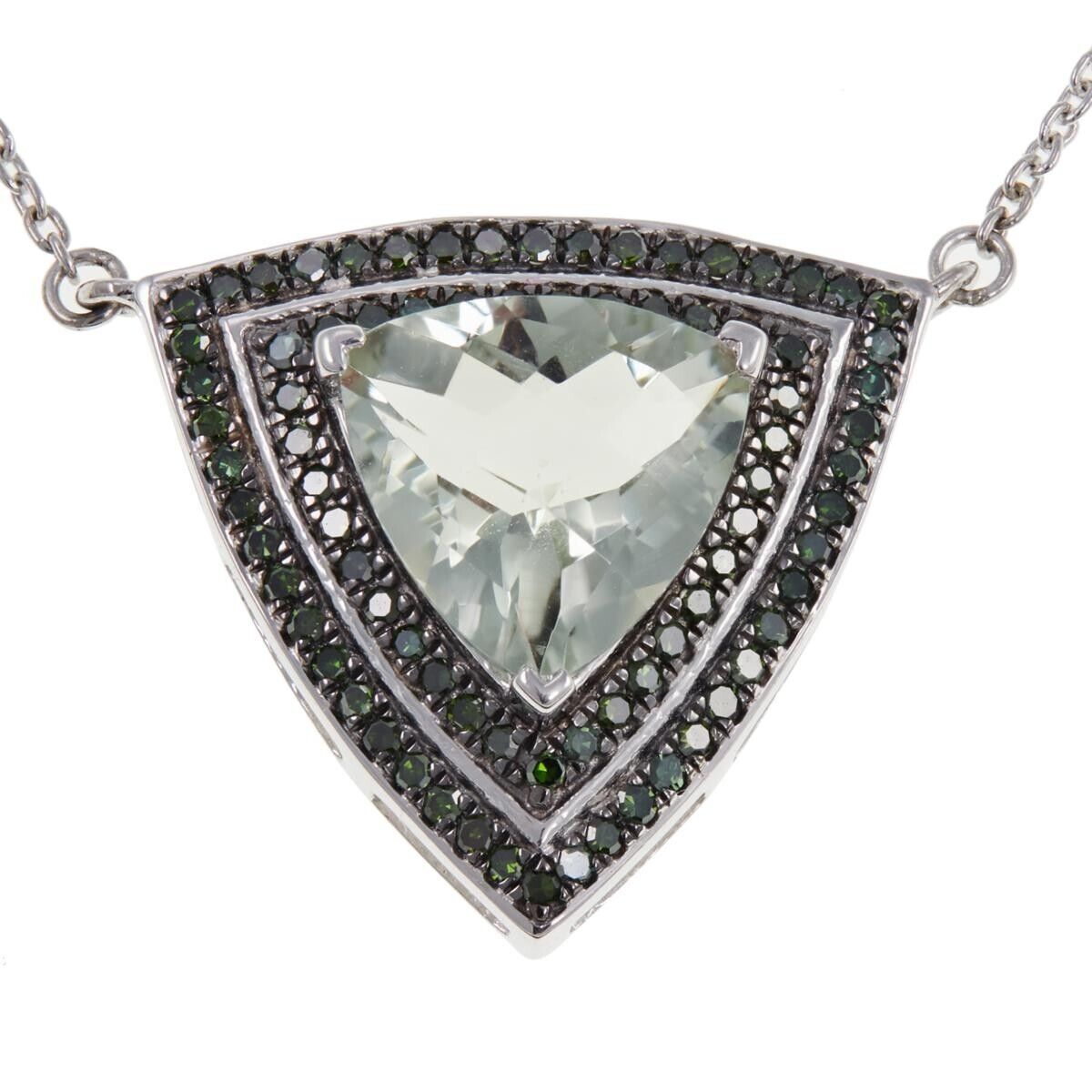 Colleen Lopez Sterling Silver Green Amethyst/Prasiolite & Green Diamond Necklace