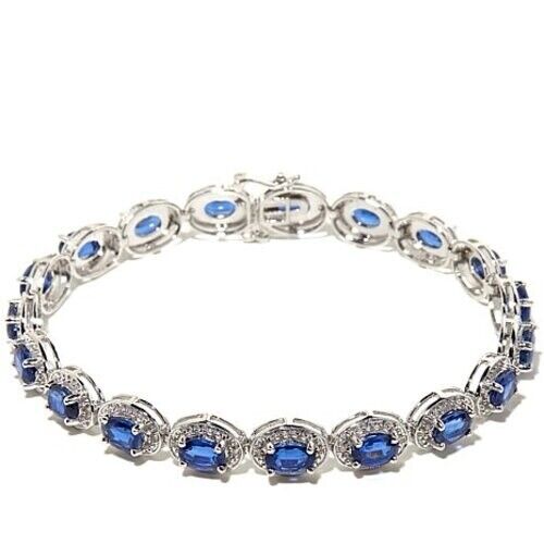 Colleen Lopez Sterling Silver 12CTW Blue Kyanite & White Diamond Line Bracelet