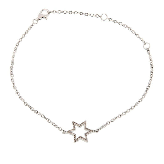 Rarities Sterling Silver White Diamond Star Charm Adjustable Bracelet