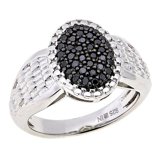 0.25ctw Black Real Diamond Womens Sterling Silver Cluster Band Ring Size 8